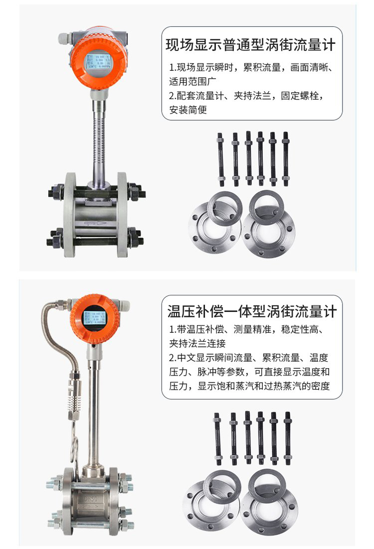 溫壓補(bǔ)償渦街流量計(jì)一體式選型圖